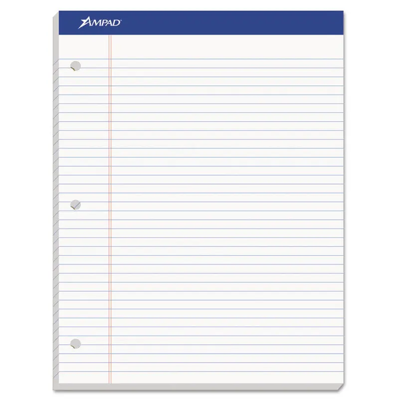 Ampad Double Sheet Pads, Medium/College Rule, 100 White 8.5 x 11.75 Sheets (TOP20323) Each