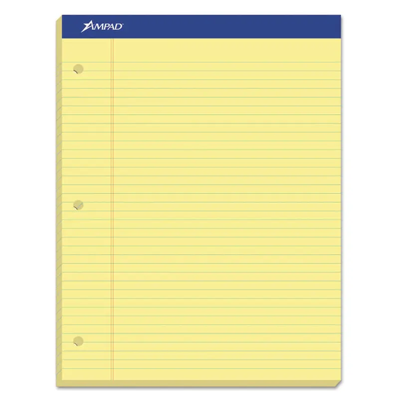 Ampad Double Sheet Pads, Narrow Rule, 100 Canary-Yellow 8.5 x 11.75 Sheets (TOP20246) Each