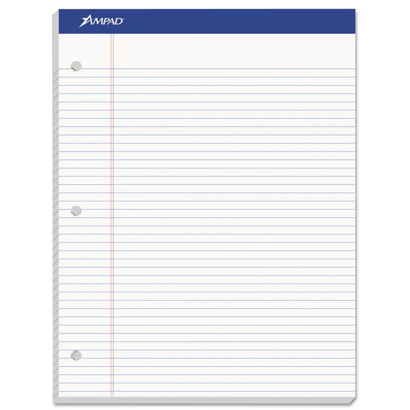 Ampad Double Sheet Pads, Wide/Legal Rule, 100 White 8.5 x 11.75 Sheets (TOP20244) Each