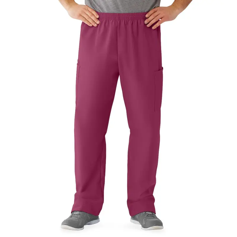 AngelStat Unisex Cargo Scrub Pants with Elastic Waist, Raspberry, Regular Inseam, Size XS, 1 EA (674NTRXSM) Each
