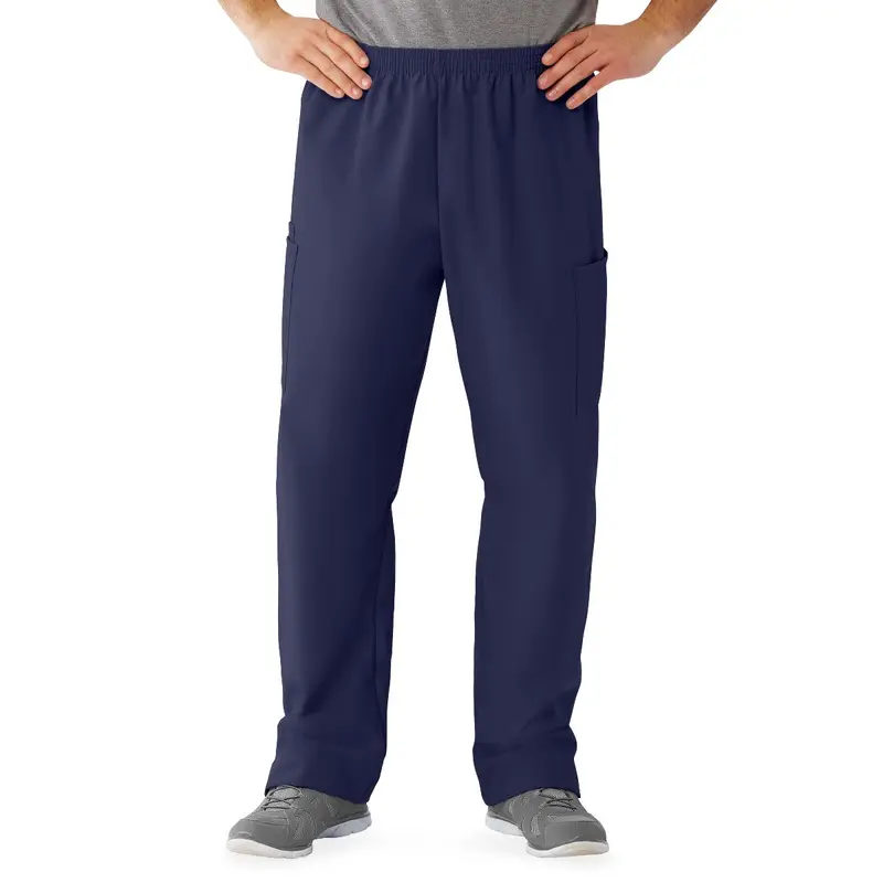 AngelStat Unisex Cargo Scrub Pants with Elastic Waist, Navy, Regular Inseam, Size S, 1 EA (674NNTSM) Each