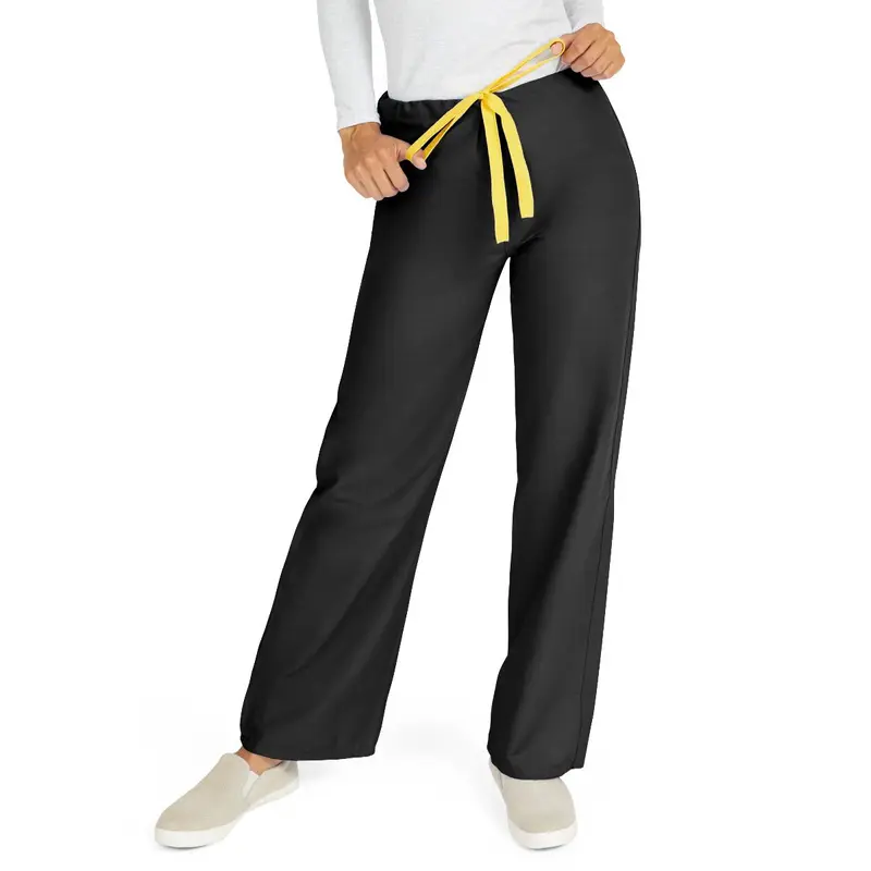 AngelStat Unisex Reversible Scrub Pants with Drawstring Waist, Black, Size XS, Color Code, 1 EA (600BLKXS-CM) Each