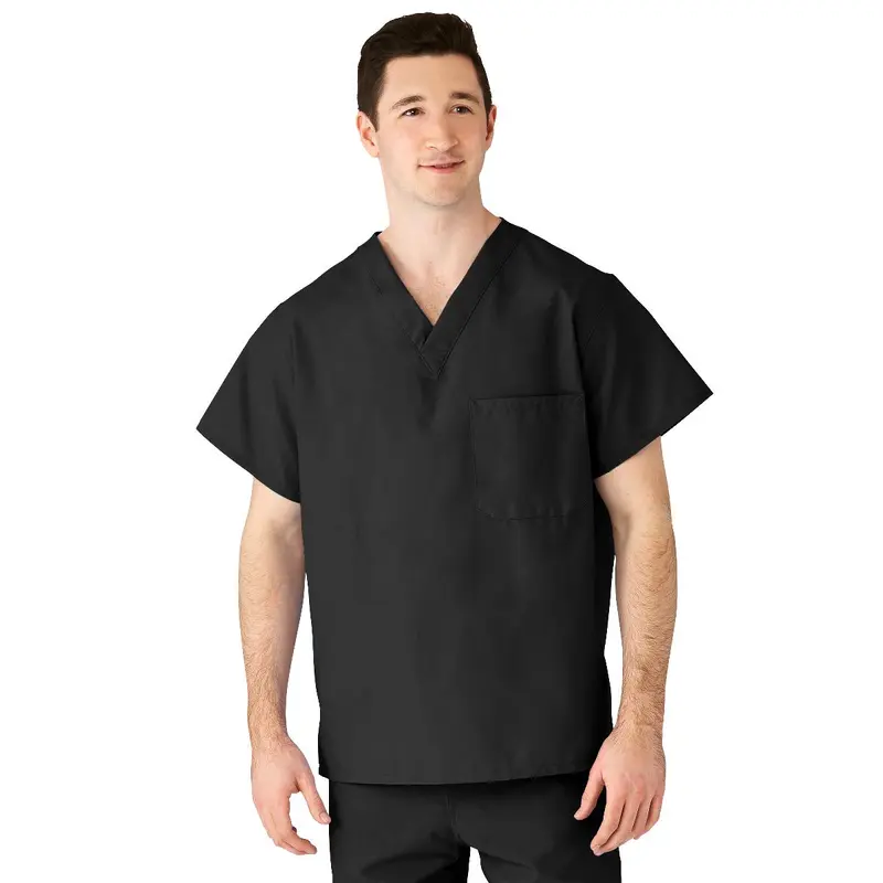 AngelStat Unisex Reversible V-Neck Scrub Top with 2 Pockets, Black, Size XS, Color Code, 1 EA (610BLKXS-CM) Each