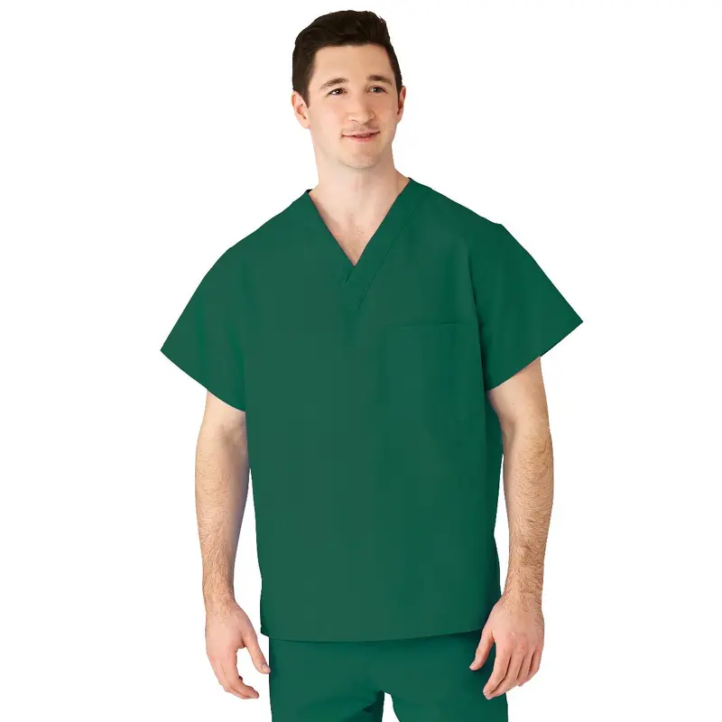 AngelStat Unisex Reversible V-Neck Scrub Top with 2 Pockets, Emerald, Size M, Angelica Color Code, 1 EA (610NJTM-CA) Each