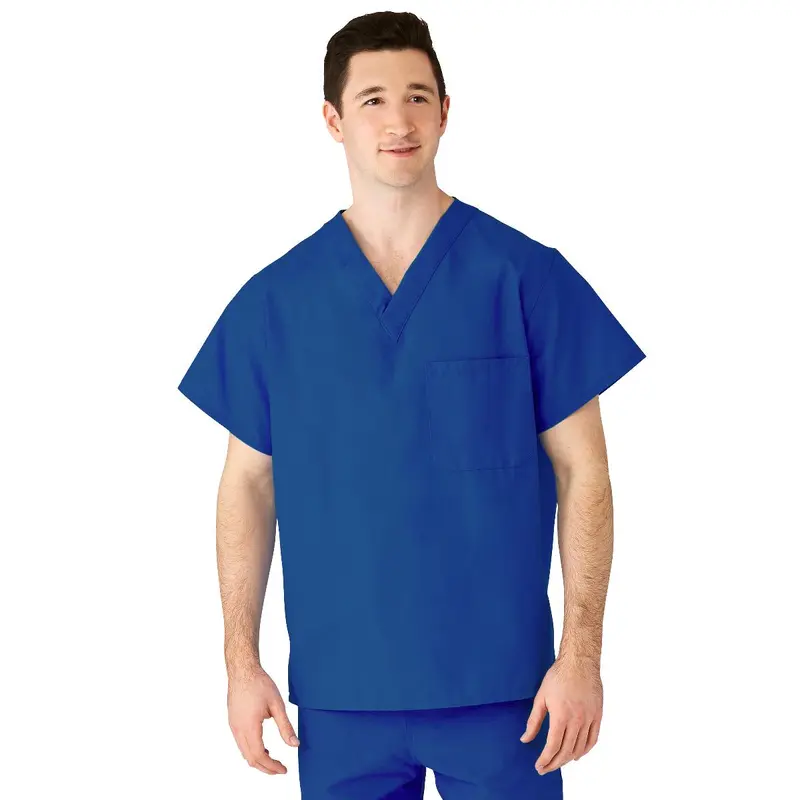 AngelStat Unisex Reversible V-Neck Scrub Top with 2 Pockets, Sapphire, Size S, Color Code, 1 EA (M610NHTS-CM) Each