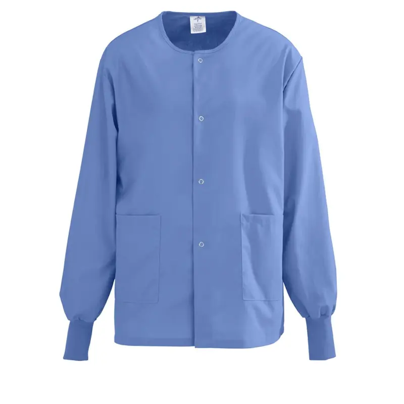 AngelStat Unisex Snap-Front Warm-Up Scrub Jacket, Ceil Blue, Size L, Color Coding, 1 EA (849NTHL-CM) Each