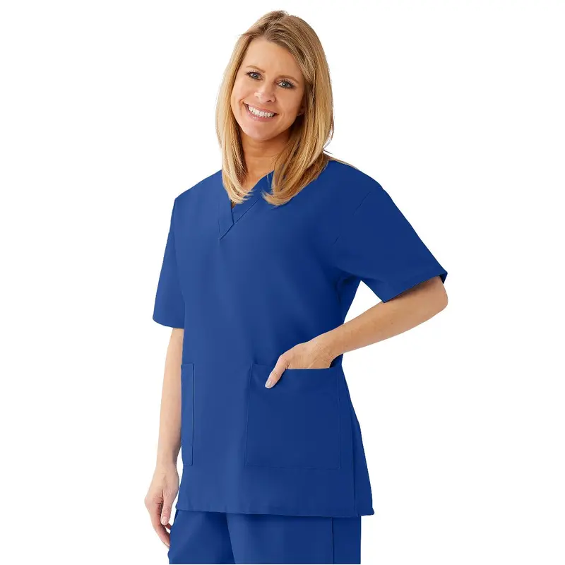 AngelStat Women's V-Neck Tunic Scrub Tops with 2 Pockets, Sapphire, Size 4XL, 1 EA (893NHT4XL) Each