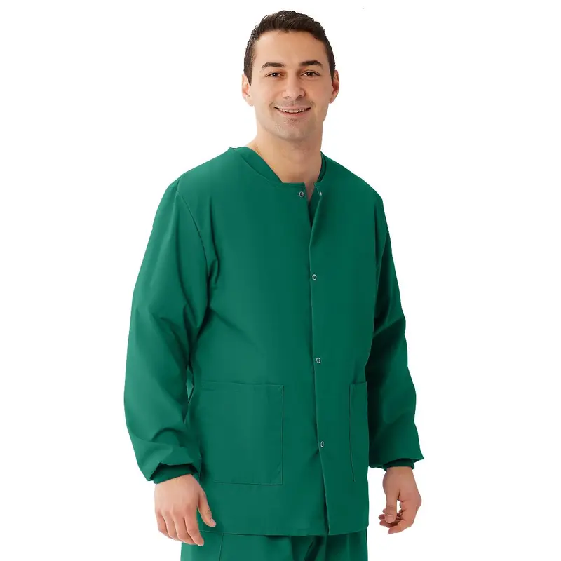AngelStat Unisex Snap-Front Warm-Up Scrub Jacket, Emerald, Size 4XL, 1 EA (849NJT4XL) Each