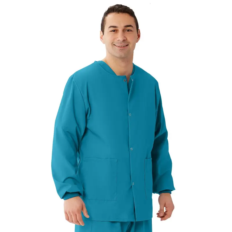 AngelStat Unisex Snap-Front Warm-Up Scrub Jacket, Peacock, Size S, 1 EA (849NBTS) Each