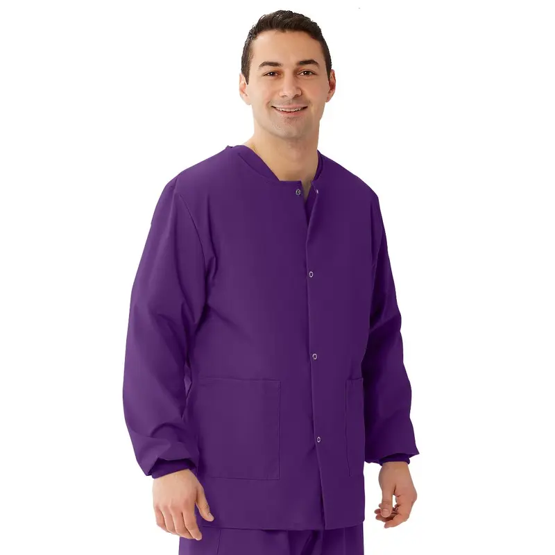 AngelStat Unisex Snap-Front Warm-Up Scrub Jacket, Regal Purple, Size L, 1 EA (849NRPL) Each