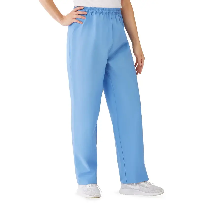 AngelStat Women's Elastic Waist Scrub Pants with Drawstring, Size L, Ceil Blue, 1 EA (854NTHL) Each
