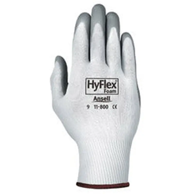 Ansell HyFlex 11-800 Nitrile Foam Palm Coated Gloves, Size 8, Gray/White (012-11-800-8) 12 Pairs