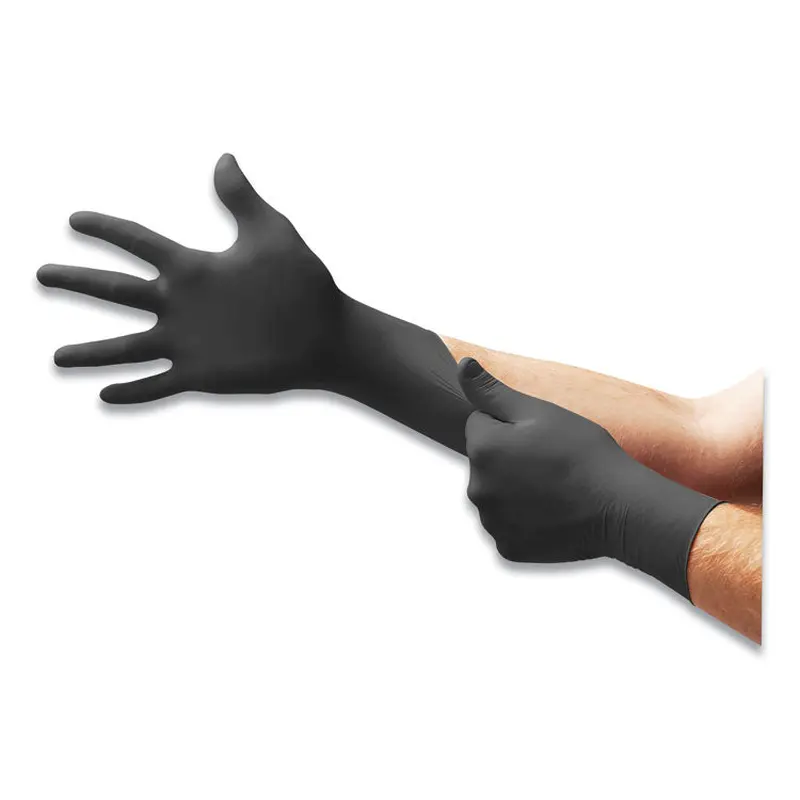 Ansell MICROFLEX MidKnight Powder-Free Nitrile Gloves, 4.7 mil Palm, 5.9 mil Fingers, 2X-Large, Black, 100/Box (ANSMK296XXL) Box of 100