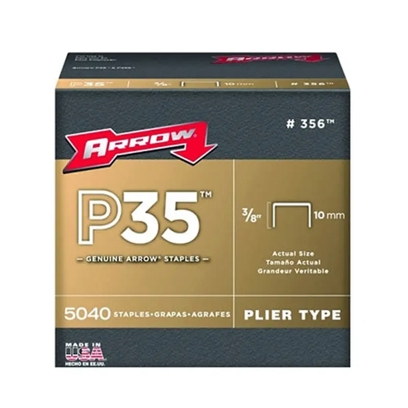 Arrow Fastener P35 Type Staple, 3/8 in L x 7/8 W, For P35 and P35S Stapler (091-356) 20 Boxes