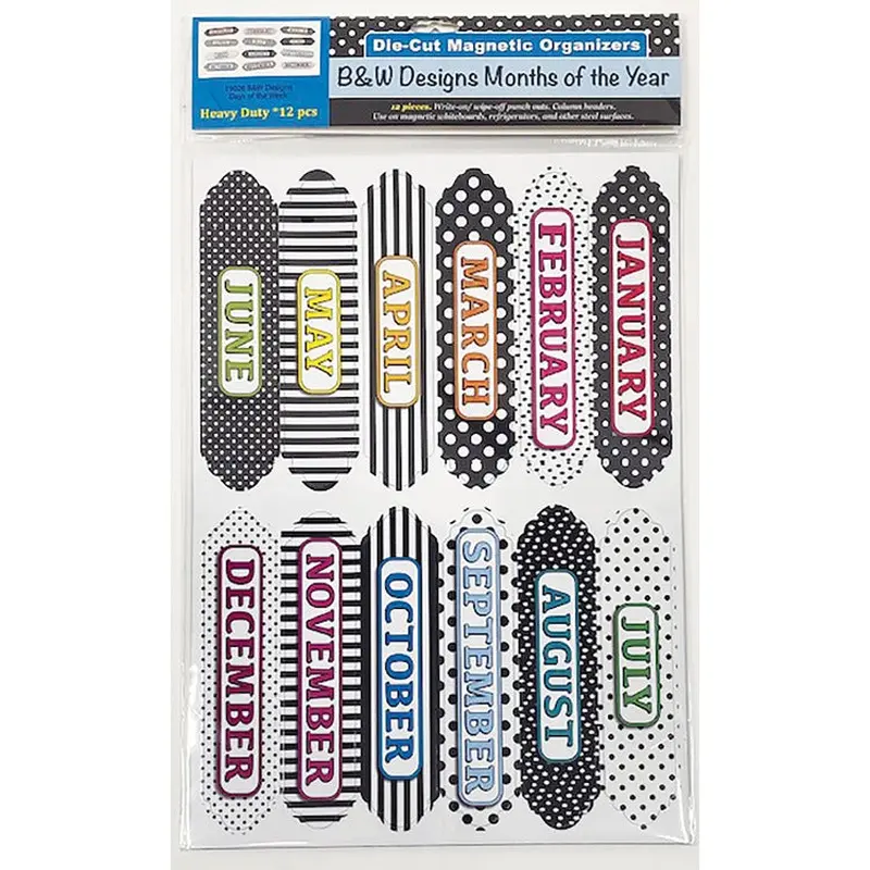 Ashley Magnetic Chalkboard Calendar Months - 12 - Write on/Wipe off - Multicolor (ASH19026) Each