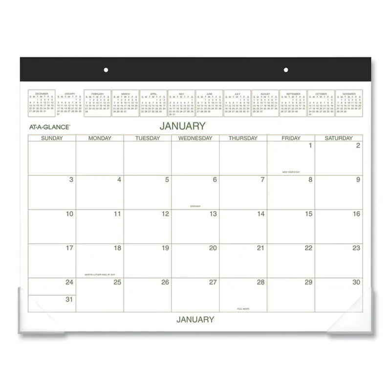AT-A-GLANCE Two-Color Desk Pad, 21.75 x 17, White Sheets, Black Binding, Clear Corners, 12-Month (Jan to Dec): 2026 (AAGGG250000) Each