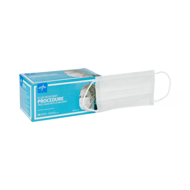ASTM Level 1 Procedure Face Mask with Ear Loops, White, 300/CS (NON27355) Case of 300