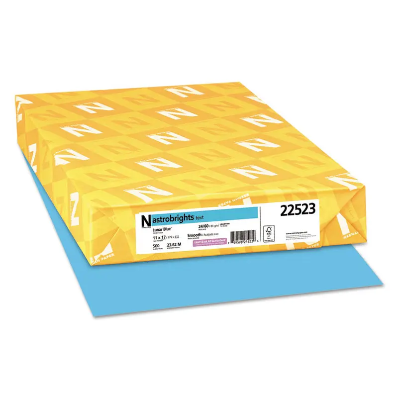 Astrobrights Color Paper, 24 lb Bond Weight, 11 x 17, Lunar Blue, 500/Ream (WAU22523) 1 Ream