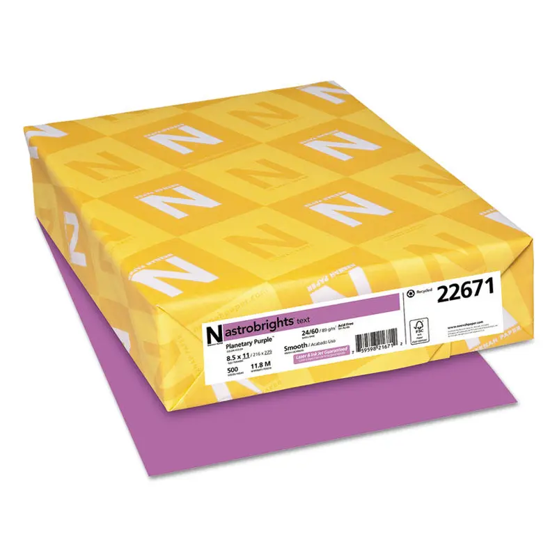 Astrobrights Color Paper, 24 lb Bond Weight, 8.5 x 11, Planetary Purple, 500 Sheets/Ream (WAU22671) 1 Ream