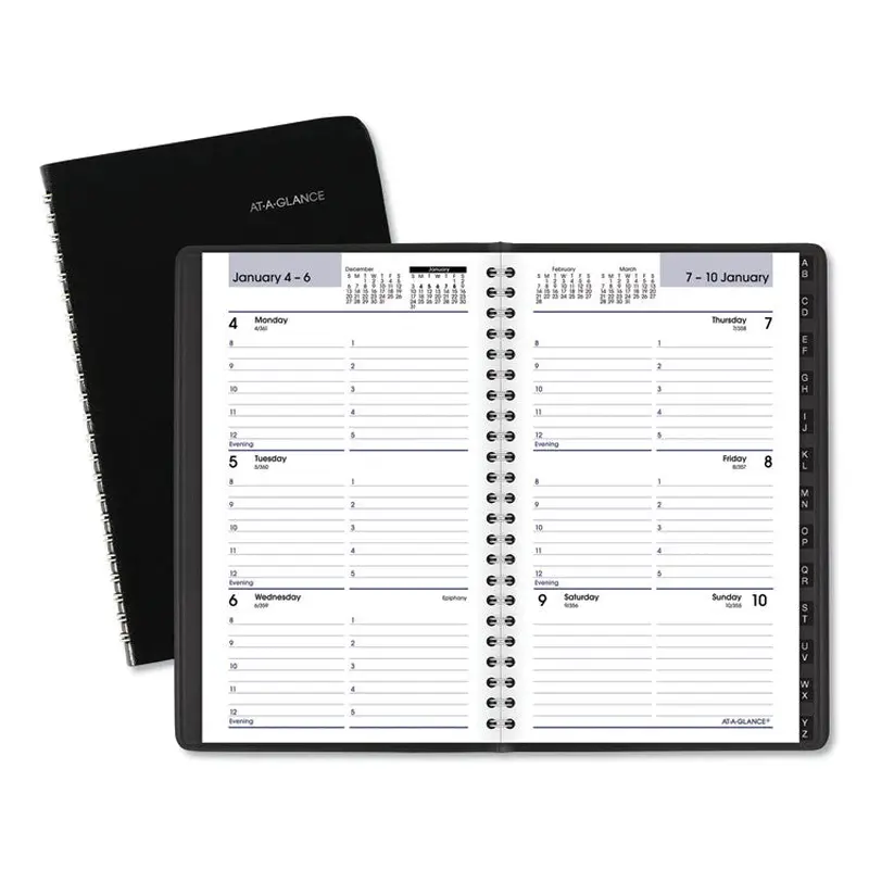 AT-A-GLANCE DayMinder Block Format Weekly Appointment Book, Tabbed Telephone/Add Section, 8.5 x 5.5, Black, 12-Month (Jan to Dec): 2026 (AAGG21000) Each