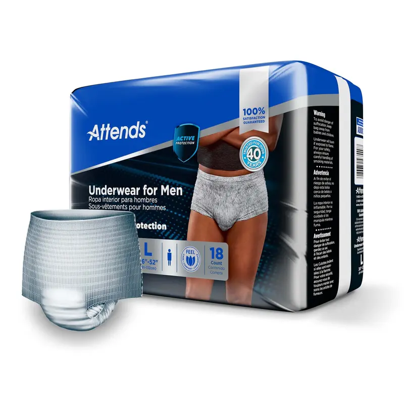 Attends For Men Male Adult Absorbent Underwear Pull On with Tear Away Seams Large Disposable Heavy Absorbency (1039114_CS) 72/CS