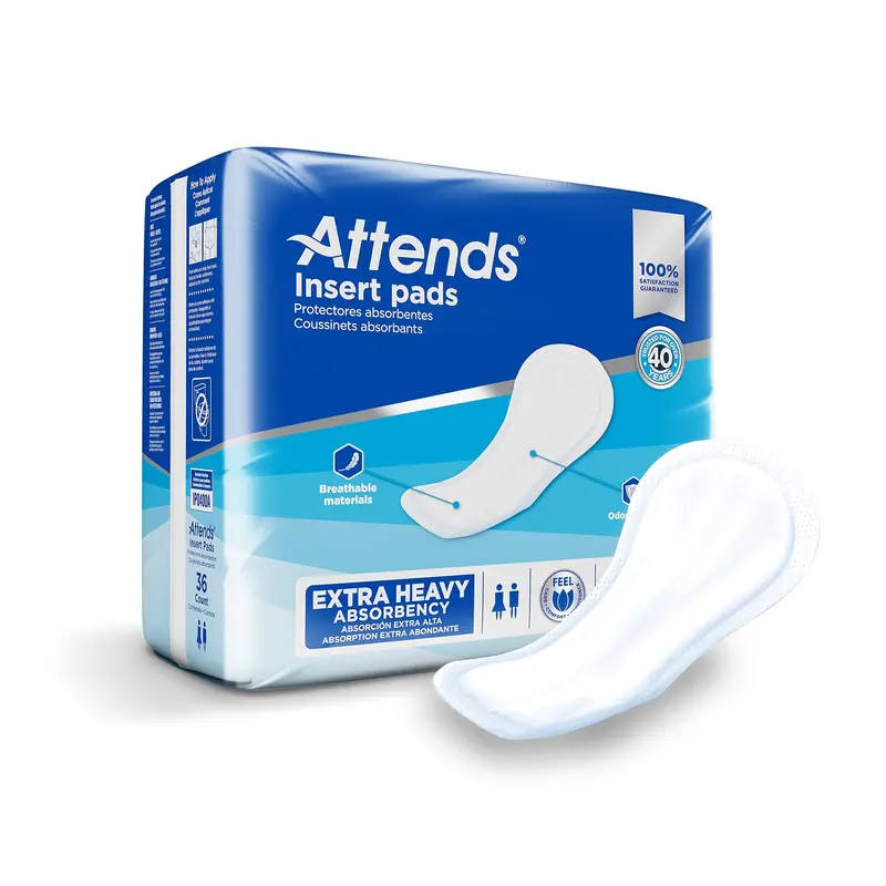 Attends Insert Pad Incontinence Liner 16-1/2 Inch Length Heavy Absorbency Polymer Core One Size Fits Most (1186543_PK) 36/PK