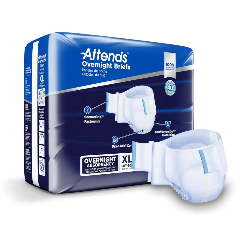 Attends Overnight Unisex Adult Incontinence Brief X-Large Disposable Heavy Absorbency (1078992_CS) 56/CS