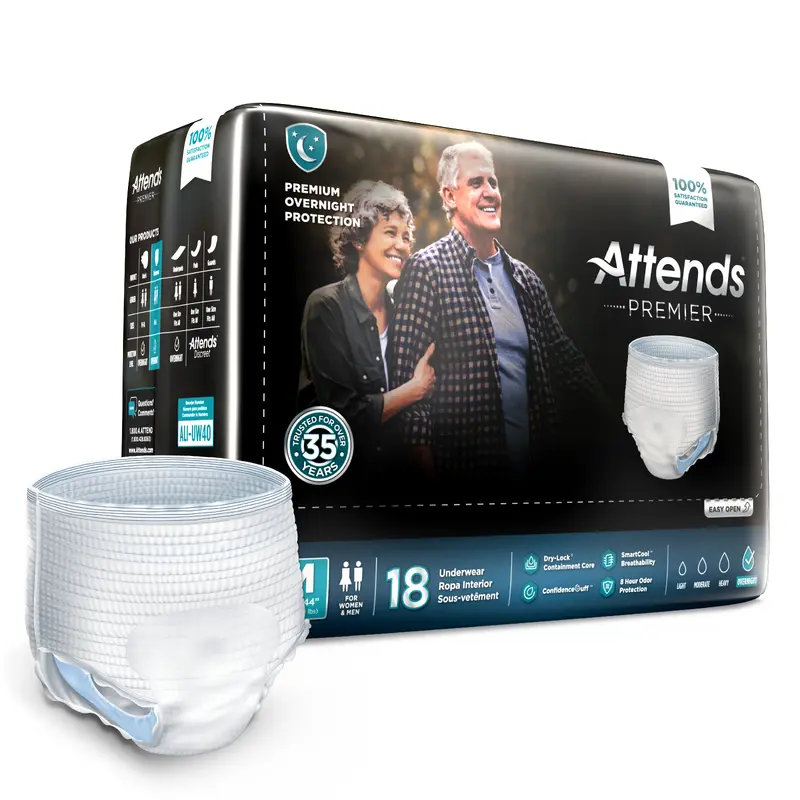 Attends Premier Unisex Adult Absorbent Underwear Pull On with Tear Away Seams Medium Disposable Heavy Absorbency (1128076_BG) 18/BG