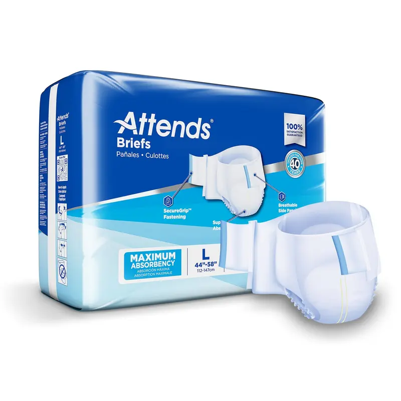 Attends Unisex Incontinence Brief Large Disposable Heavy Absorbency (955305_CS) 72/CS