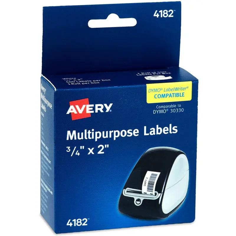 Avery® Address Labels, Adhesive, 3/4"X2" , 500/Bx, White (AVE04182) Box of 500