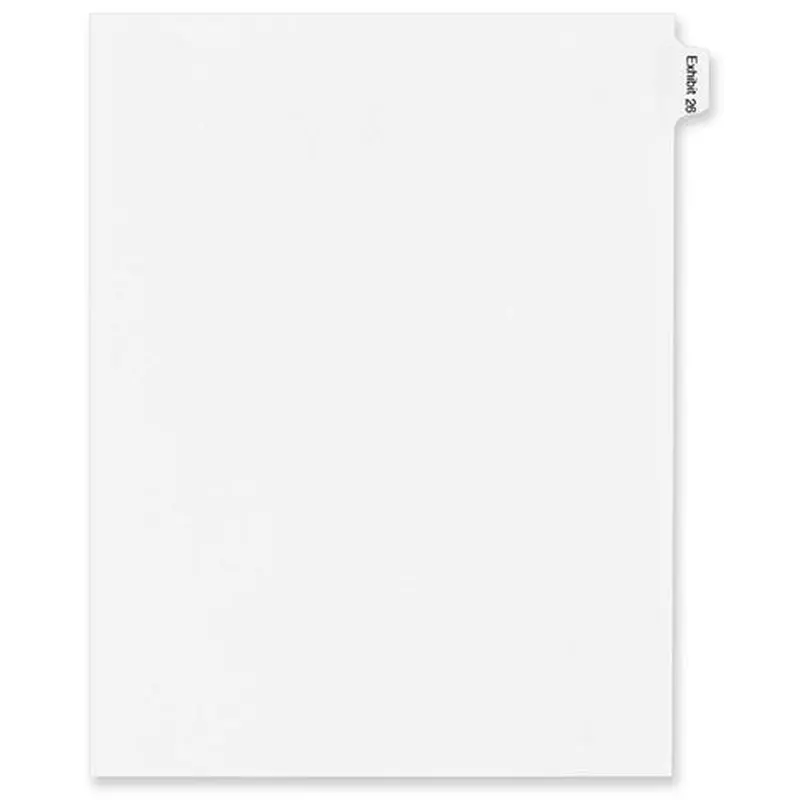 Avery® Allstate Individual Legal Dividers, Letter Size, EXHIBIT 26, White (AVE82158) Set of 25