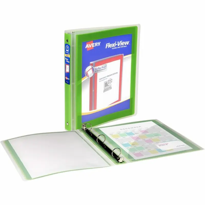 Avery® Flexi-View 3 Ring Binder, 1 Inch Round Rings, 1 Chartreuse Green Binder (AVE17608) Each