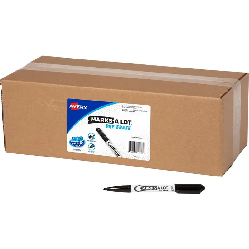 Avery® Marks A Lot Value Pack Dry Erase Markers - Bullet Marker Point Style - Black - 200 / Carton (AVE24595) Case of 200