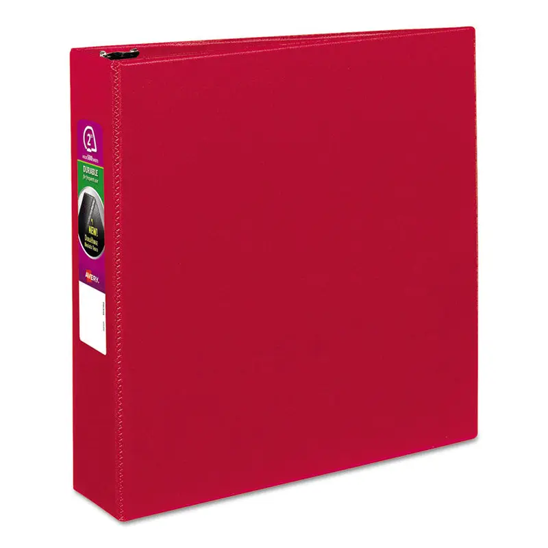 Avery Durable Non-View Binder with DuraHinge and Slant Rings, 3 Rings, 2" Capacity, 11 x 8.5, Red (AVE27203) Each