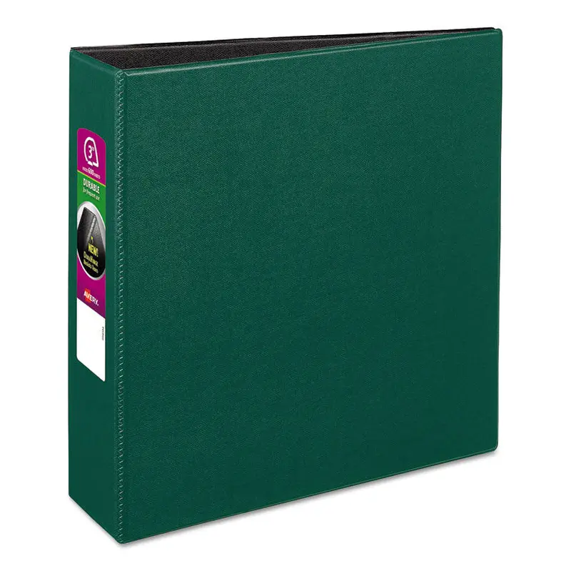 Avery Durable Non-View Binder with DuraHinge and Slant Rings, 3 Rings, 3" Capacity, 11 x 8.5, Green (AVE27653) Each