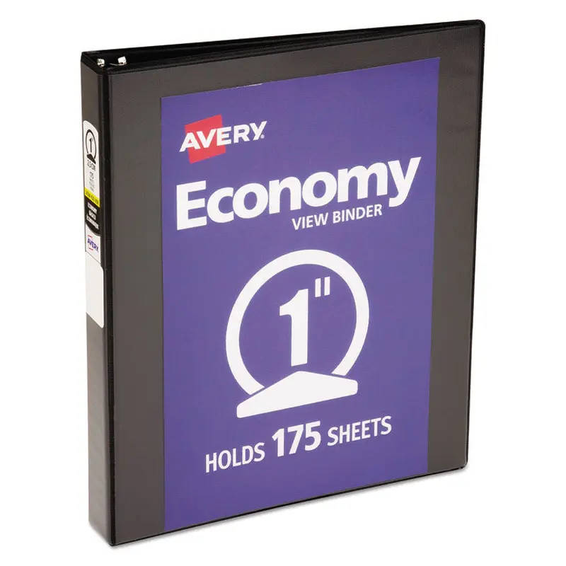 Avery Economy View Binder with Round Rings , 3 Rings, 1" Capacity, 11 x 8.5, Black, (5710) (AVE05710) Each