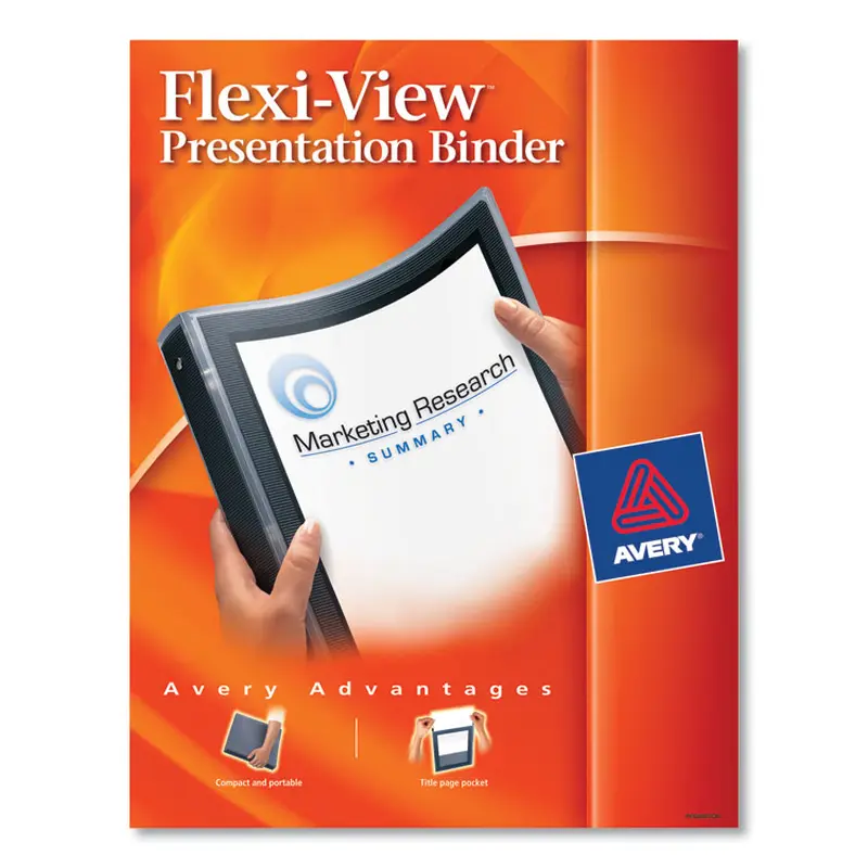 Avery Flexi-View Binder with Round Rings, 3 Rings, 0.5" Capacity, 11 x 8.5, Black (AVE15767) Each