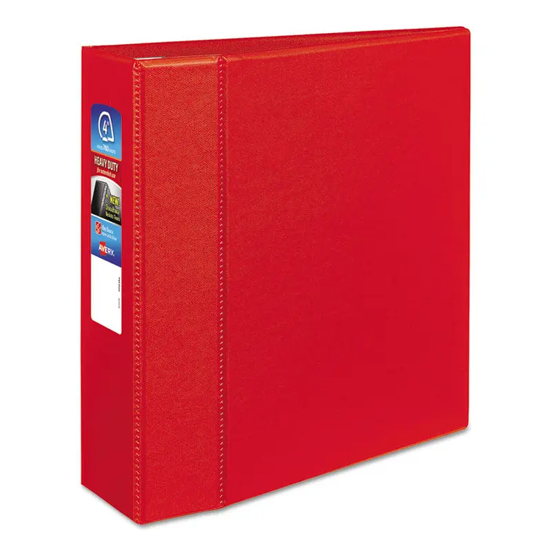Avery Heavy-Duty Non-View Binder with DuraHinge and Locking One Touch EZD Rings, 3 Rings, 3" Capacity, 11 x 8.5, Red (AVE79583) Each