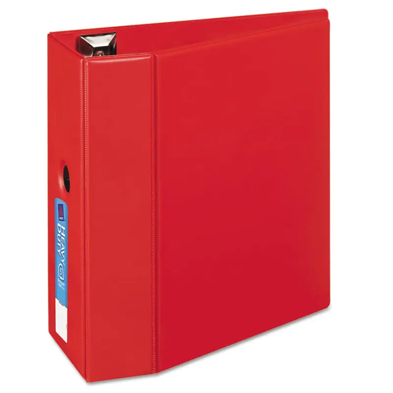 Avery Heavy-Duty Non-View Binder with DuraHinge, Locking One Touch EZD Rings and Thumb Notch, 3 Rings, 5" Capacity, 11 x 8.5, Red (AVE79586) Each