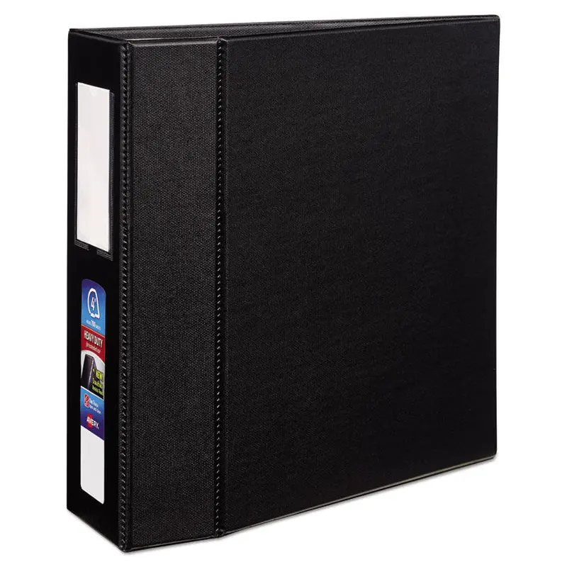 Avery Heavy-Duty Non-View Binder with DuraHinge, Three Locking One Touch EZD Rings and Spine Label, 4" Capacity, 11 x 8.5, Black (AVE79994) Each