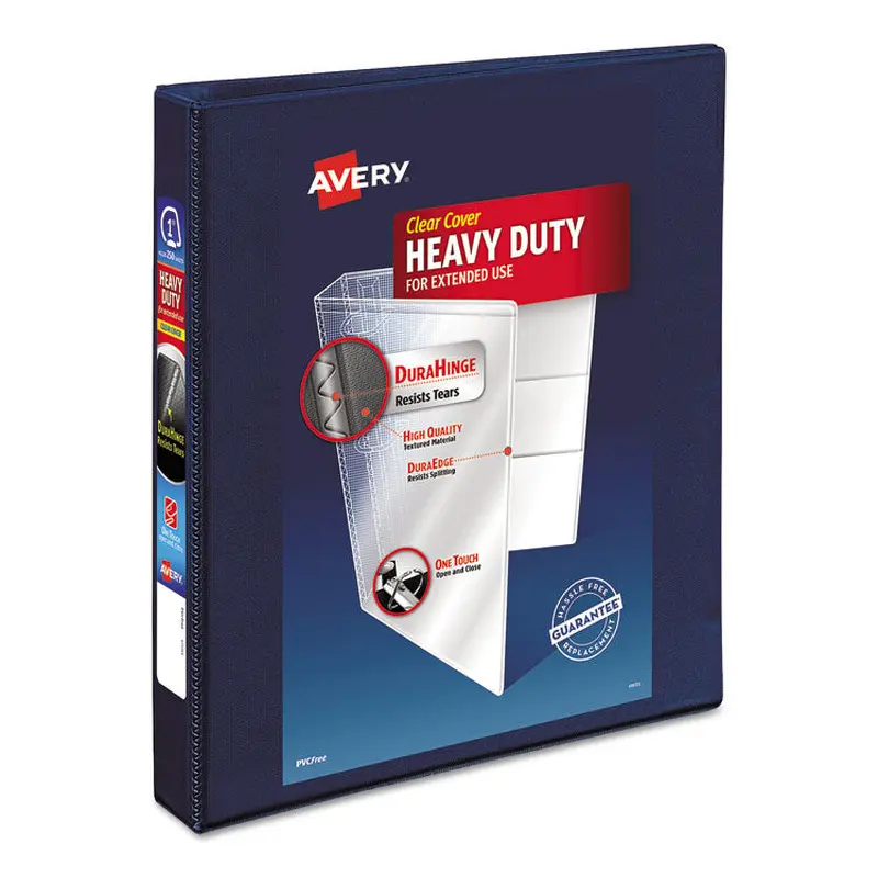 Avery Heavy-Duty View Binder with DuraHinge and One Touch EZD Rings, 3 Rings, 1" Capacity, 11 x 8.5, Navy Blue (AVE79809) Each