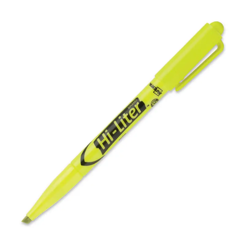 Avery HI-LITER Pen-Style Highlighters, Fluorescent Yellow Ink, Chisel Tip, Yellow/Black Barrel, Dozen (AVE23591) 1 Dozen
