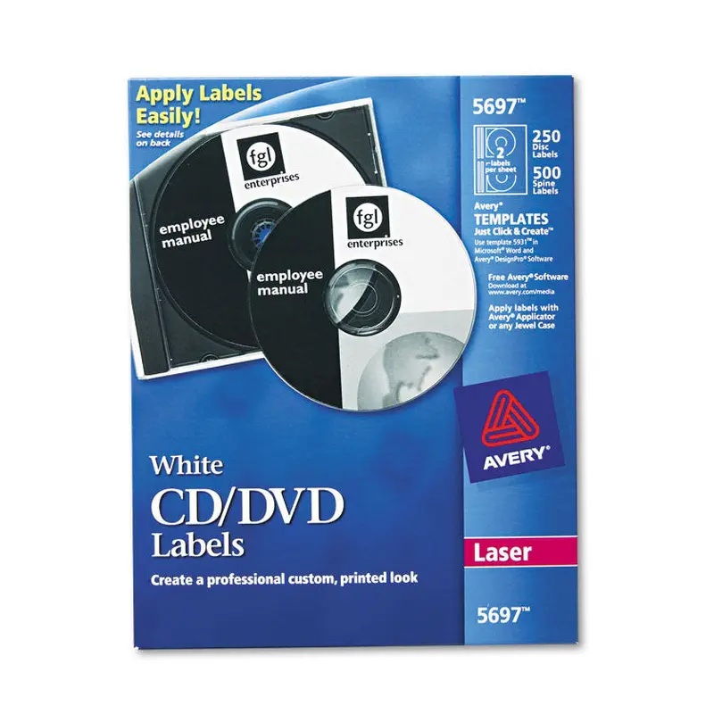 Avery Laser CD Labels, Matte White, 250/Pack (AVE5697) Pack of 250