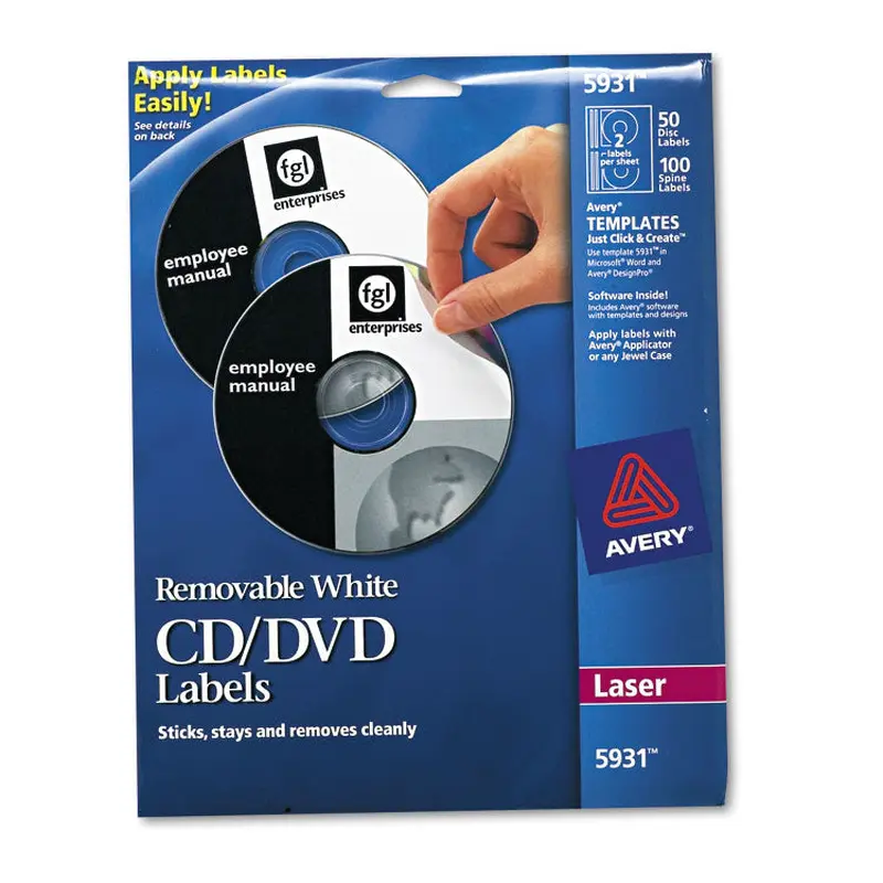 Avery Laser CD Labels, Matte White, 50/Pack (AVE5931) Pack of 50