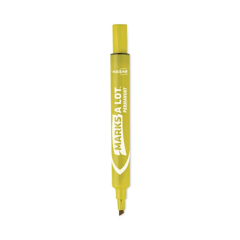 Avery MARKS A LOT Large Desk-Style Permanent Marker, Broad Chisel Tip, Yellow, Dozen (8882) (AVE08882) Each