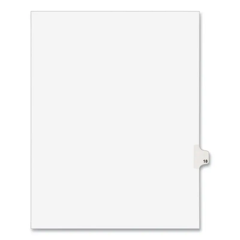 Avery Preprinted Legal Exhibit Side Tab Index Dividers, Avery Style, 10-Tab, 18, 11 x 8.5, White, 25/Pack, (1018) (AVE01018) Pack of 25