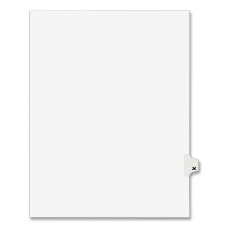 Avery Preprinted Legal Exhibit Side Tab Index Dividers, Avery Style, 10-Tab, 20, 11 x 8.5, White, 25/Pack, (1020) (AVE01020) Pack of 25