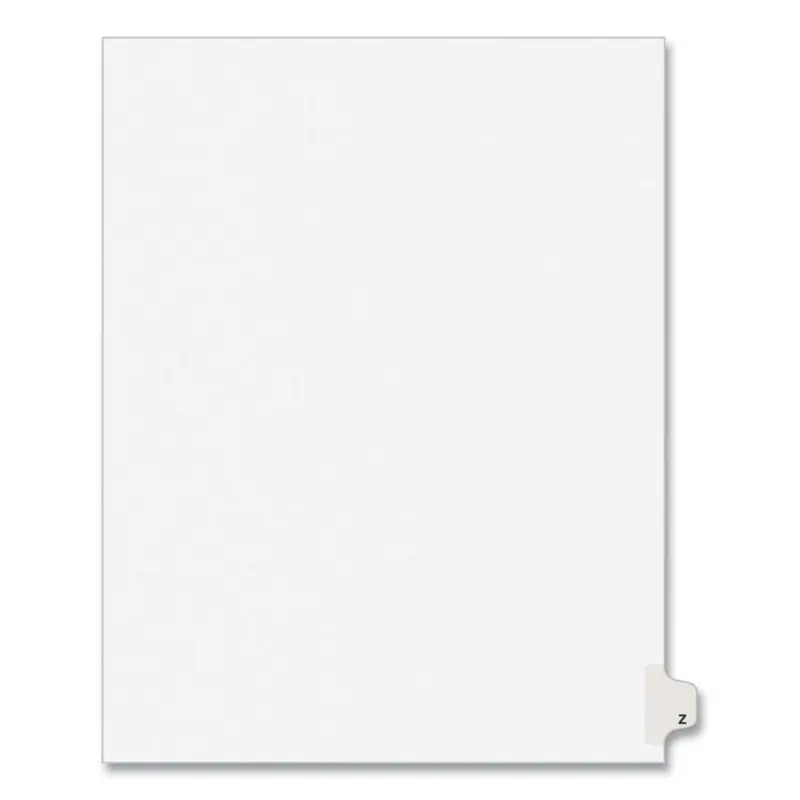 Avery Preprinted Legal Exhibit Side Tab Index Dividers, Avery Style, 26-Tab, Z, 11 x 8.5, White, 25/Pack, (1426) (AVE01426) Pack of 25