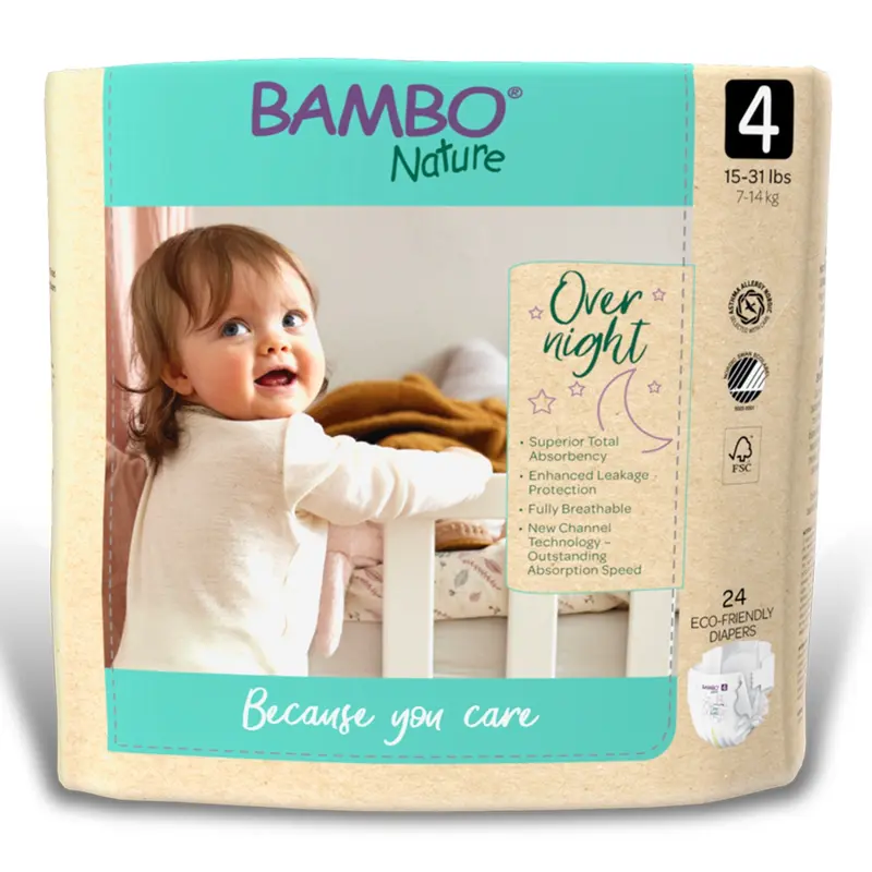 Bambo Nature Unisex Baby Diaper Size 4 Disposable Heavy Absorbency (1199192_PK) 24/PK