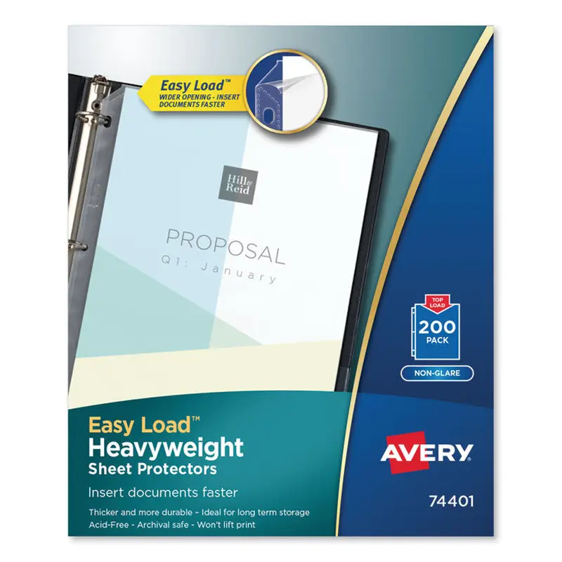 Avery Top-Load Poly Sheet Protectors, Heavyweight, Letter, Nonglare, 200/Box (AVE74401) 1 Case of 200